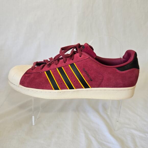 Adidas Superstar Sneakers Men\'s Size 14 Burgundy Black Yellow 3-Stripes CM8079 main image 15